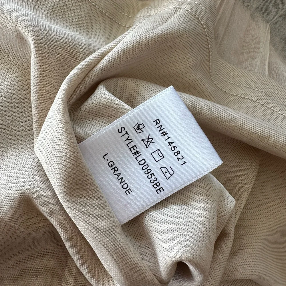 Elegant Cream Midi Dress with Ruffled Sleeves - Picture 6 of 7